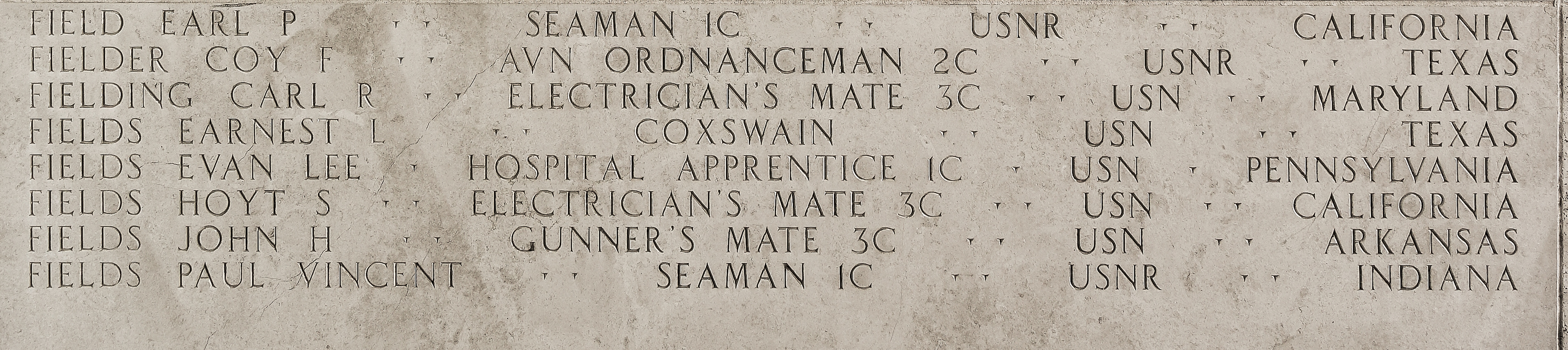 Carl R. Fielding, Electrician's Mate Third Class